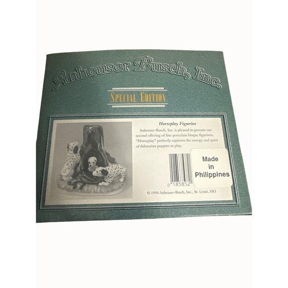 1994 Anheuser-Busch Horseplay Special Edition Dalmatian Puppies Figurine With Bo - Picture 6 of 6